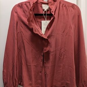 Brand new Sezane Chloe silk shirt in rosewood color